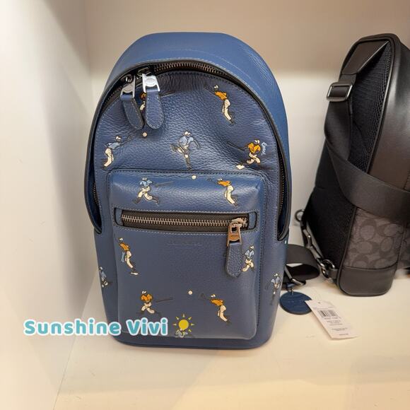 NWT Coach MEN'S West Pack With Star/Baseball Print CAX48 Deep Blue Multi - Picture 1 of 10